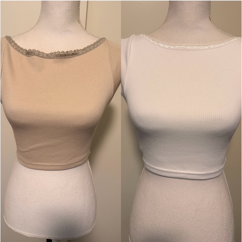 Lot of 2 SHEIN ribbed crop tops size S